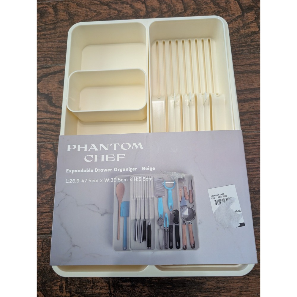 Phantom Chef Expandable Kitchen Drawer Organizer Knife Holder Cream DO-100-230